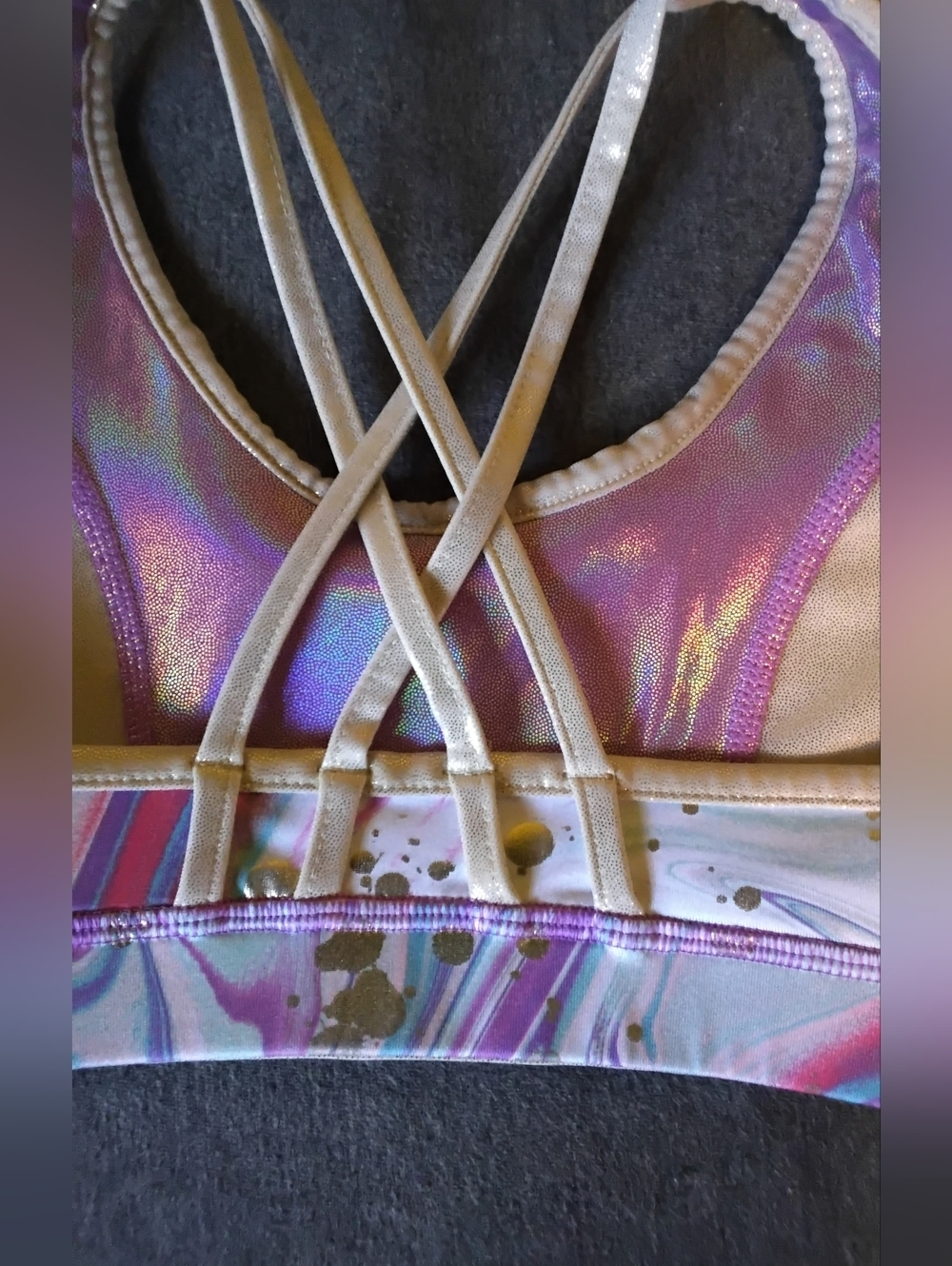 NWOT Justice Girls Sports Bra Size 30 Shimmer Marble - Picture 3 of 3
